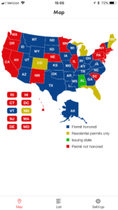 Conceal Carry Reciprocity Map